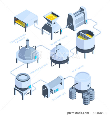3d landscape of brewery. Vector isometric background of plant for beer production 3d landscape of brewery. Vector isometric background of plant for beer production 58468390
