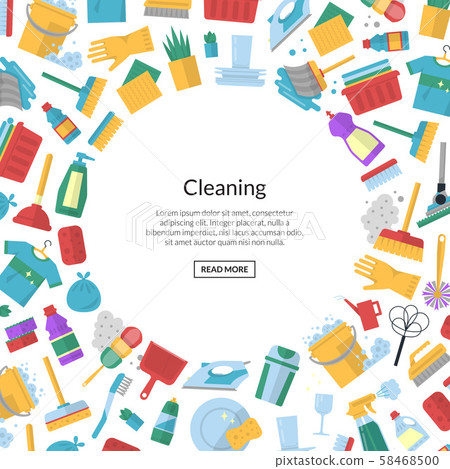 Vector cleaning flat icons background with... - Stock Illustration ...