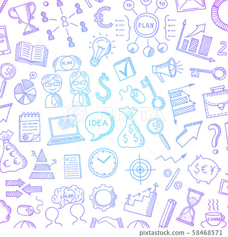Vector business doodle icons background with place for text illustration 58468571