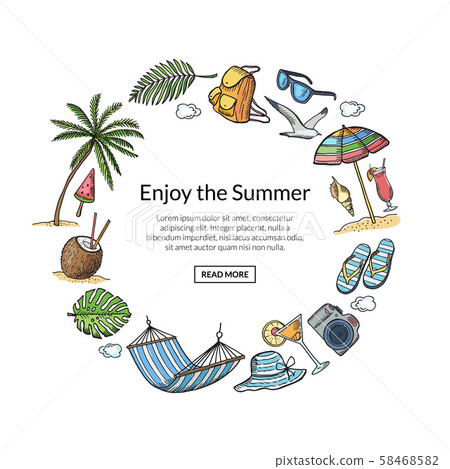 Vector hand drawn summer travel elements... - Stock Illustration ...