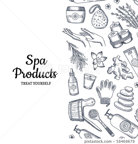 Spa pattern. Vector hand drawn spa elements illustration 58468678
