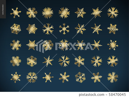 Golden snowflakes - christmas greeting card Golden snowflakes - christmas greeting card 58470045