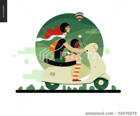 Girl on a scooter Girl on a scooter 58470079