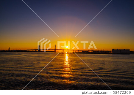 Dawn of Yokohama Bay Bridge Dawn of Yokohama Bay Bridge 58472209