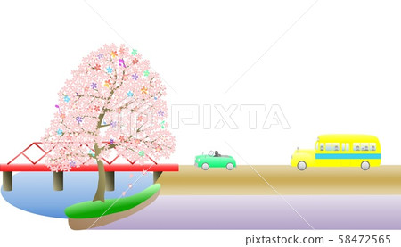Sakura and bus Sakura and bus 58472565