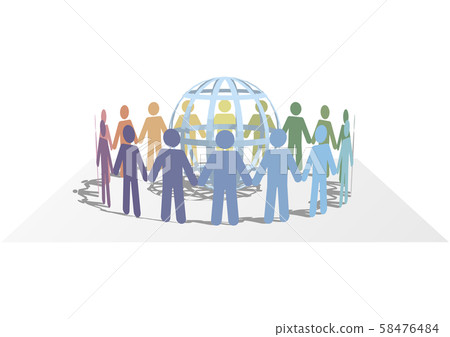 Vector illustration design paper craft transparent background circle of people around the earth color 58476484