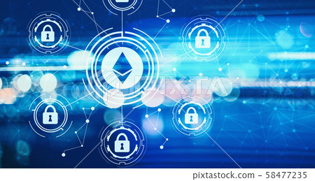 Ethereum security theme with blurred abstract lights 58477235