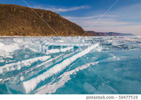 Ice patterns on Lake Baikal. Siberia, Russia 58477519