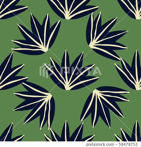 Doodle leaves seamless pattern on green 58478752