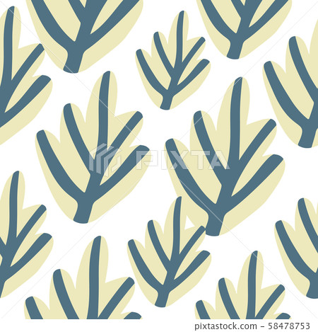 Hand drawn forest leaf seamless pattern on white Hand drawn forest leaf seamless pattern on white 58478753