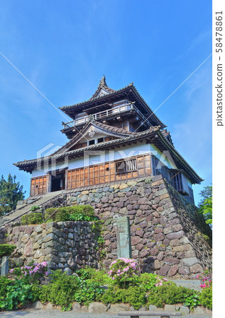 [Fukui Prefecture] Fresh green Maruoka Castle under sunny weather 58478861