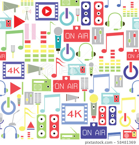 audio seamless pattern background icon. - Stock Illustration [58481369 ...