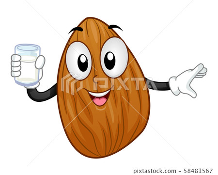 Mascot Almond Nut Milk Illustration Mascot Almond Nut Milk Illustration 58481567