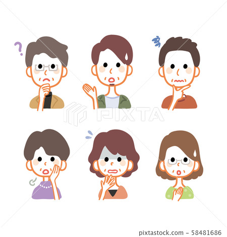 中高級焦慮疑問面部表情集 58481686