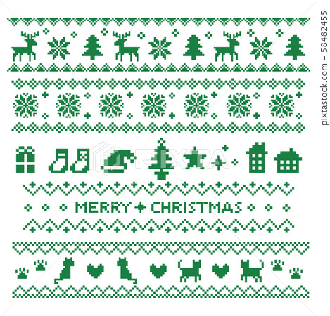 北歐圖案聖誕線設置綠色 58482455