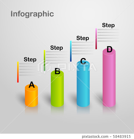 3D infographic graph with 4 steps for business or 58483915