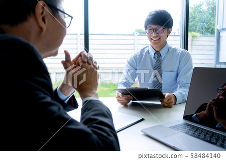 Businessman group in office, young asian people 58484140