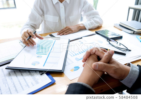 Businessman coaching office staff 58484508