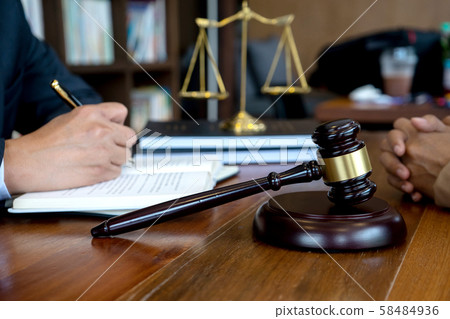 Judge gavel with Justice lawyers, Businessman in Judge gavel with Justice lawyers, Businessman in 58484936