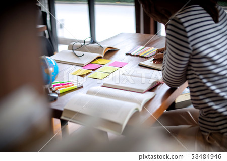 woman and man work for education or business on woman and man work for education or business on 58484946