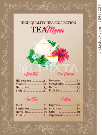 Restaurant, cafe tea menu vector template 58485227