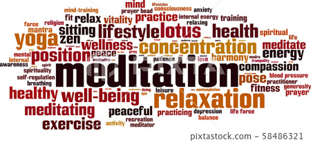 Meditation word cloud Meditation word cloud 58486321