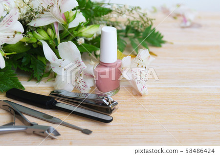 Manicure  accessories background 58486424