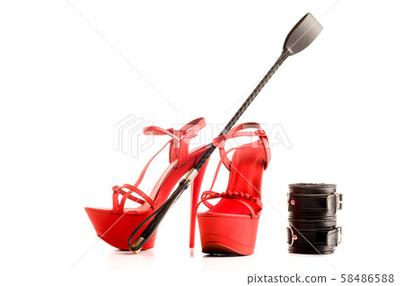 BDSM outfit for adult sex games. Red high-heeled 58486588