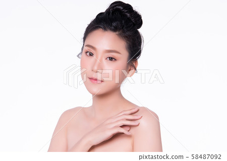 Beautiful Young Asian Woman with Clean Fresh Skin, 58487092