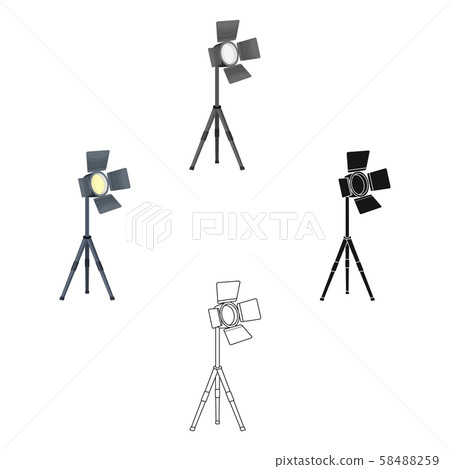 Searchlight for cinema.Making movie single icon in cartoon,black style vector symbol stock Searchlight for cinema.Making movie single icon in cartoon,black style vector symbol stock 58488259