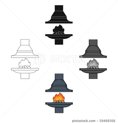 Fire, warmth and comfort. Fireplace single icon in cartoon,black style vector symbol stock 58488508
