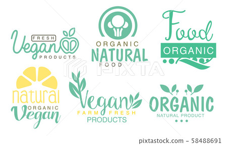 Fresh Vegan Products Logo Set, Organic Fresh Farm Natural Food Green Labels Vector Illustration Fresh Vegan Products Logo Set, Organic Fresh Farm Natural Food Green Labels Vector Illustration 58488691