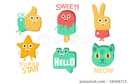 Words and Cute Cartoon Characters with Funny... - Stock Illustration  [58488715] - PIXTA