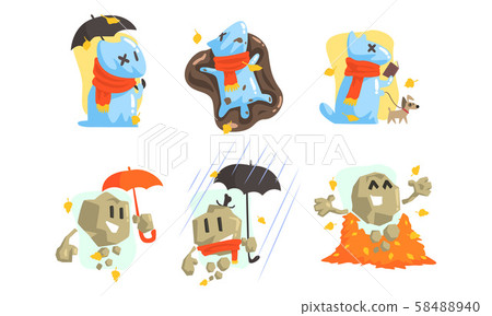 Humanized dog-shaped water and stone. Vector illustration. 58488940
