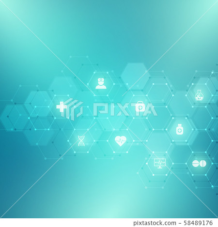 Abstract medical background with flat icons and symbols. Template design with concept and idea for 58489176