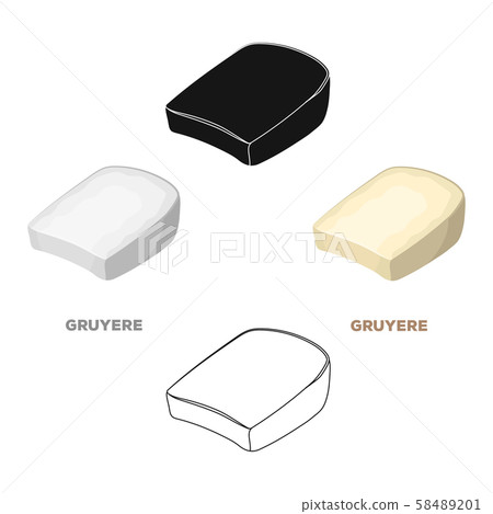 Gruyere.Different kinds of cheese single icon in cartoon,black style vector symbol stock 58489201
