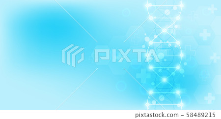 DNA strand and molecular structure. Genetic engineering or laboratory research. Background texture 58489215
