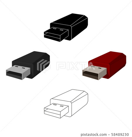 USB flash drive icon in cartoon,black style isolated on white background. Personal computer 58489230