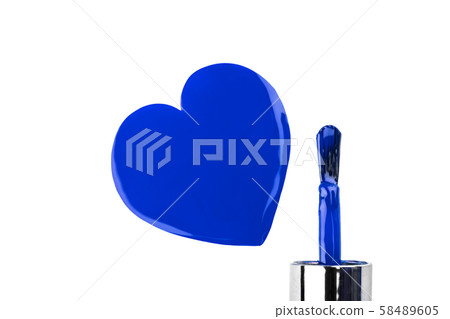 Blue nail polish on a white background. 58489605