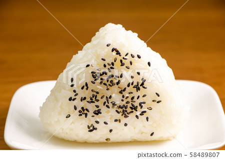Sesame salt triangle rice balls. Sesame salt triangle rice balls. 58489807