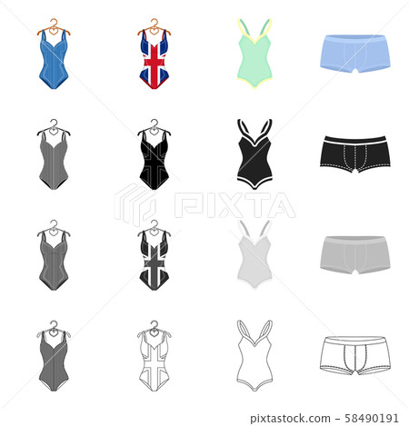 Vector illustration of bikini and fashion symbol. Set of bikini and swimsuit stock vector 58490191