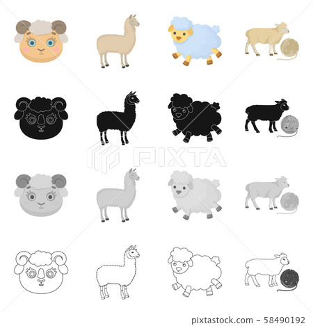 Vector illustration of sheep and goat logo. Collection of sheep and happy stock vector illustration. Vector illustration of sheep and goat logo. Collection of sheep and happy stock vector illustration. 58490192