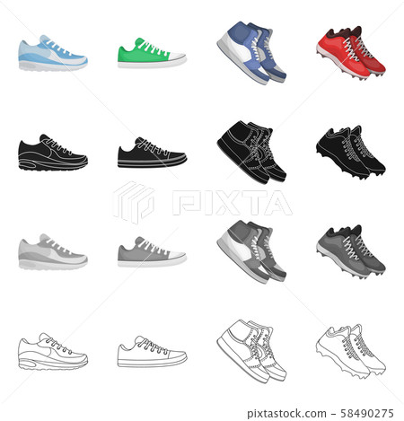 Vector design of shoe and sport sign. Set of shoe and fitness vector icon for stock. 58490275