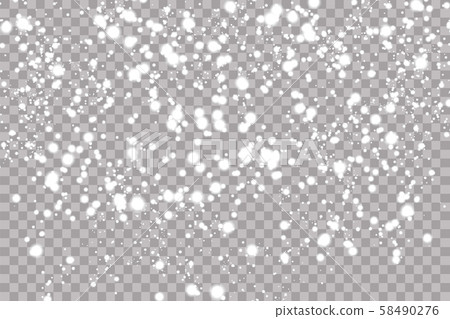 Realistic falling snowflakes. Isolated on transparent background. Vector illustration 58490276