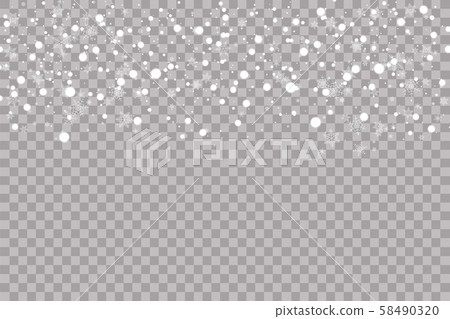 Realistic falling snowflakes. Isolated on transparent background. Vector illustration 58490320