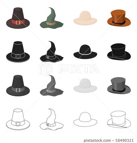 Vector illustration of hat and cap logo. Set of hat and model stock symbol for web. 58490321