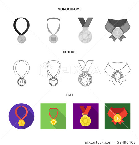 Isolated object of gold and award symbol. Collection of gold and winner stock symbol for web. 58490403