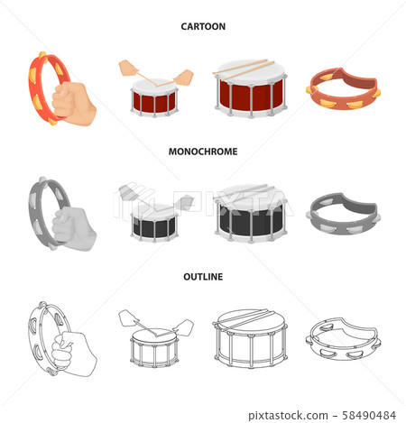 Isolated object of drum and instrument logo. Collection of drum and festival stock symbol for web. 58490484