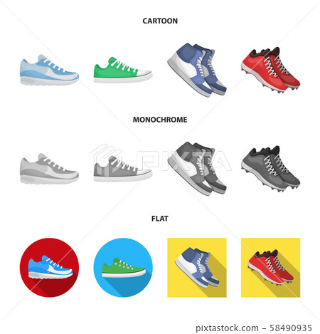 Vector design of shoe and sport icon. Set of shoe and fitness vector icon for stock. Vector design of shoe and sport icon. Set of shoe and fitness vector icon for stock. 58490935