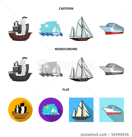 Isolated object of yacht and ship icon. Collection of yacht and cruise stock vector illustration. Isolated object of yacht and ship icon. Collection of yacht and cruise stock vector illustration. 58490936
